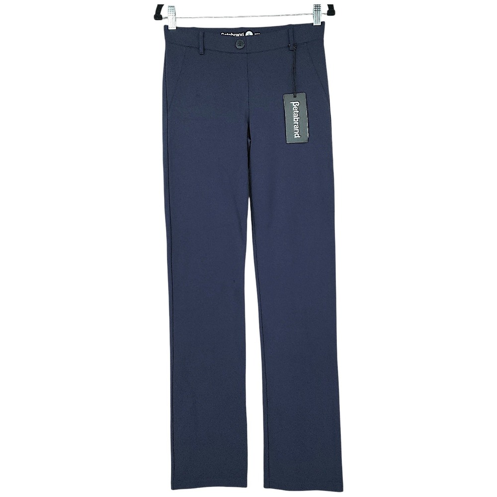 Betabrand Dress Pant Yoga Pants Small Wom Navy Blue Straight Leg Office Work NEW